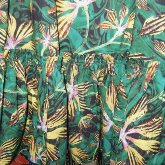 Ulla Johnson Alita Green Yellow Cotton Puff Sleeve Empire Waist Mini Dress Nwt 4 - Picture 7 of 9